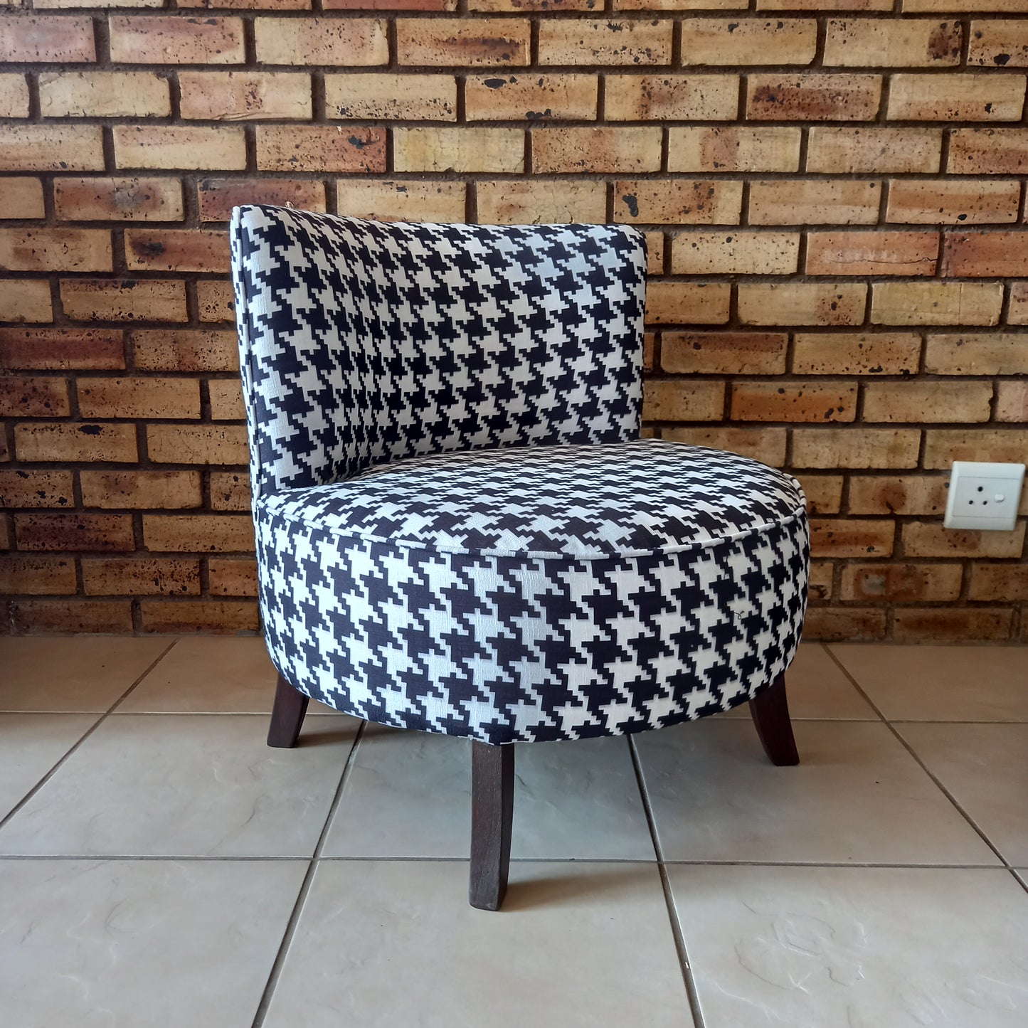 Lunar Checkered Linen Occasional Chair