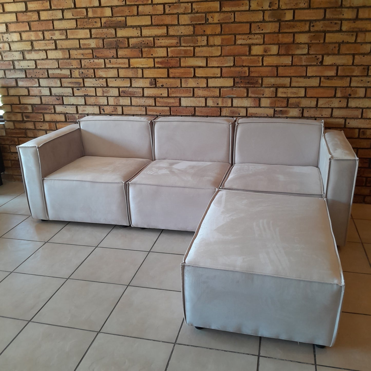 Modular Velvet 4-Piece Sectional Couch