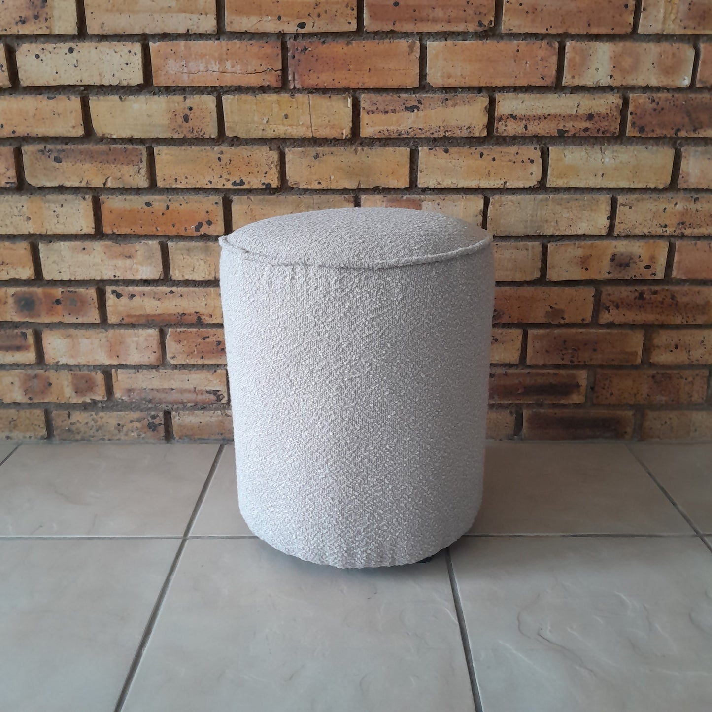 Flora Boucle Cylindrical Ottoman