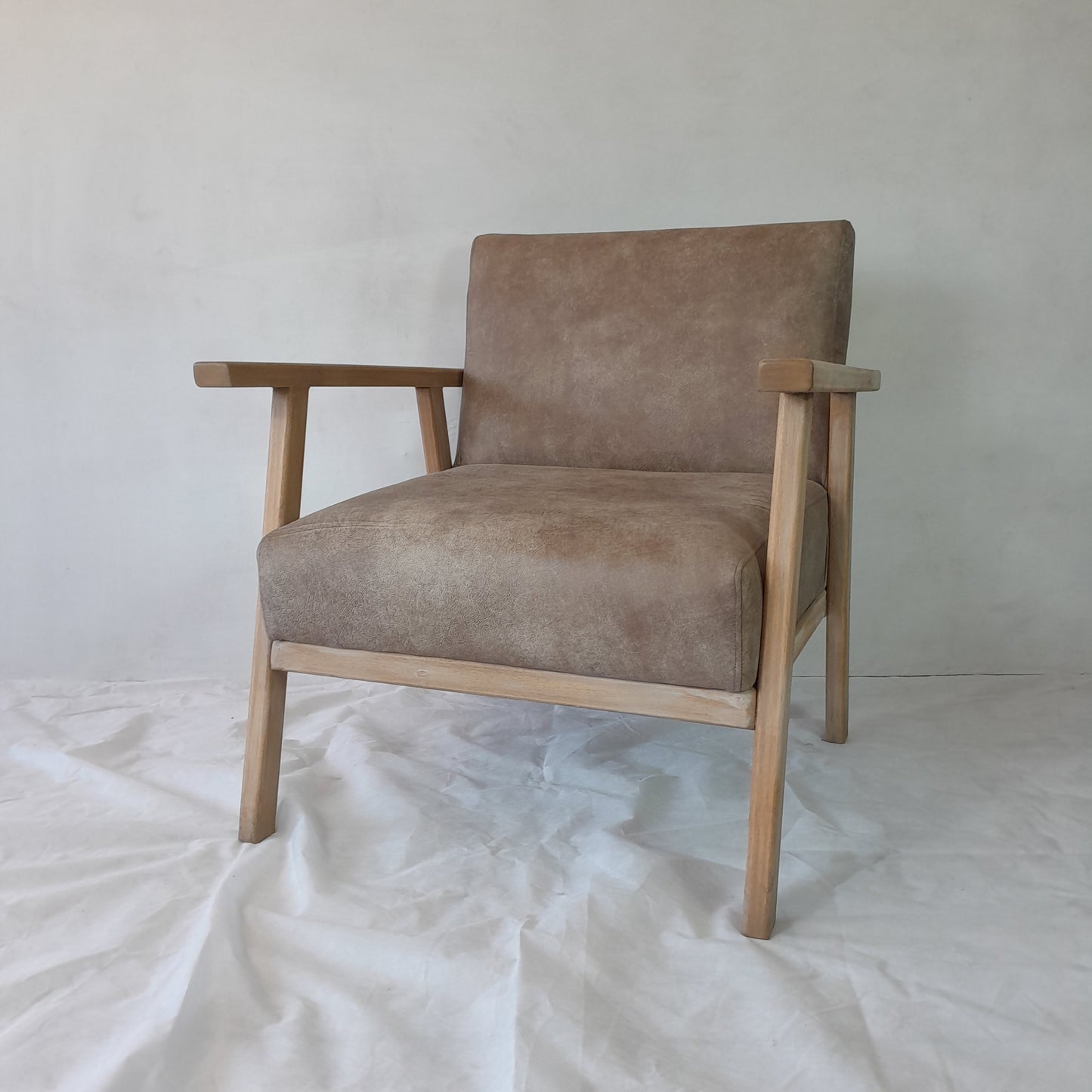 Lula Genuine Leather Wooden-Framed Occasional Chair