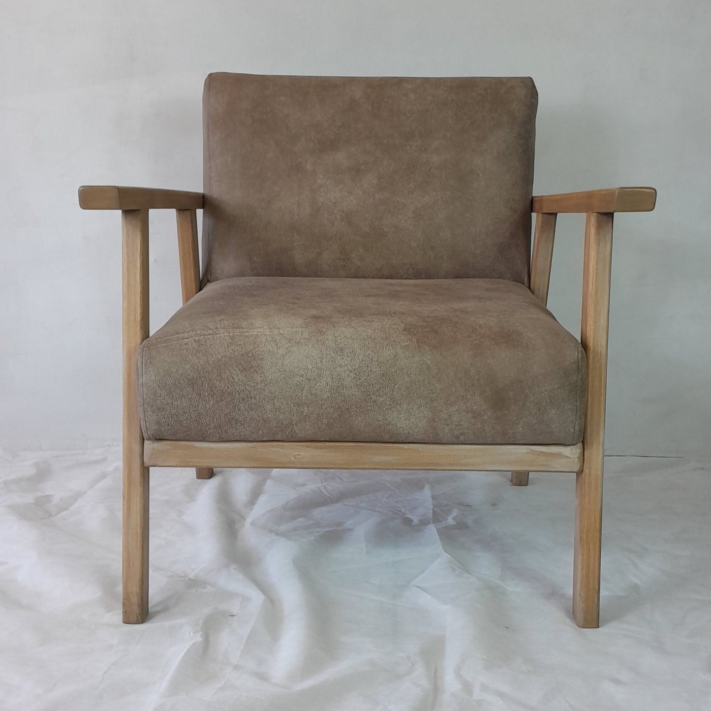 Lula Genuine Leather Wooden-Framed Occasional Chair