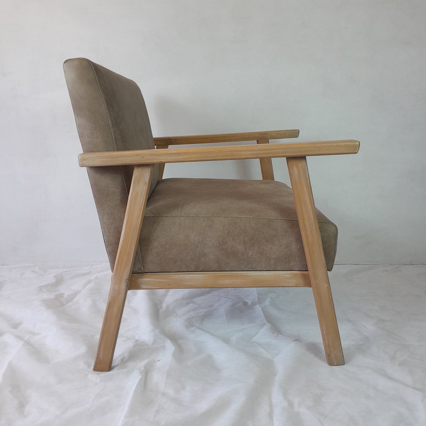 Lula Genuine Leather Wooden-Framed Occasional Chair
