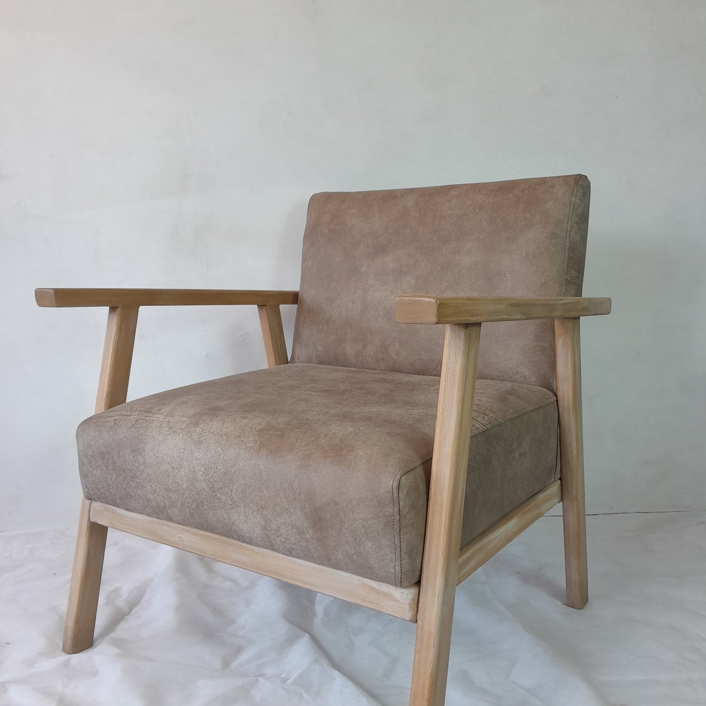 Lula Genuine Leather Wooden-Framed Occasional Chair