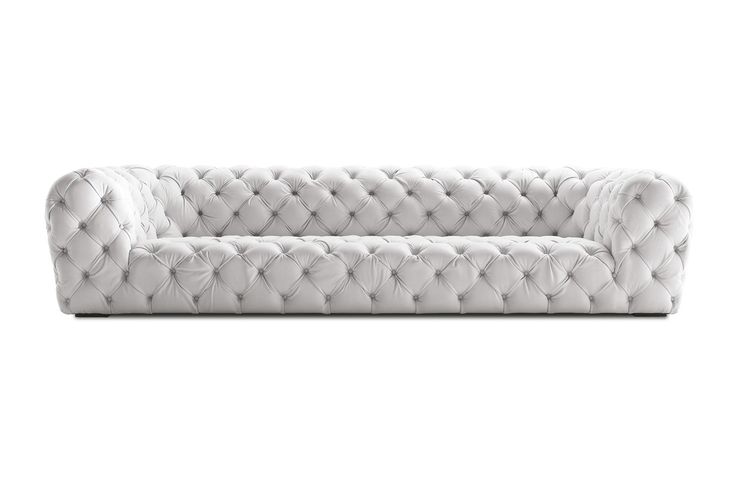 Contemporary Tufted Genuine Leather Couch