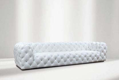 Contemporary Tufted Genuine Leather Couch