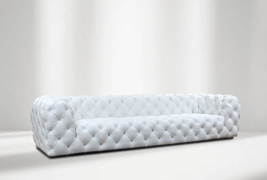 Contemporary Tufted Genuine Leather Couch