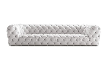 Contemporary Tufted Genuine Leather Couch