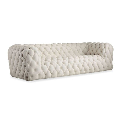 Contemporary Tufted Genuine Leather Couch